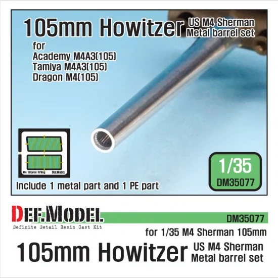 DEF DM35077 1/35 US M4 Sherman 105mm Howitzer Metal Barrel Set for Academy/Dragon/Tamiya kit - Military Vehicles & Tanks