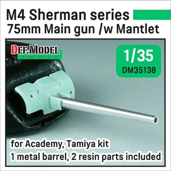 DEF DM35138 1/35 US M4 Sherman 75mm M3 Metal Barrel w/Matlet set for Tamiya/Academy kit - Military Vehicles & Tanks