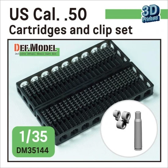 DEF DM35144 1/35 US Cal. .50 Cartridges and Clip set (over 250pcs each, 3D printed) - Military Vehicles & Tanks