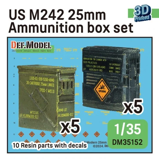 DEF DM35152 1/35 US M242 25mm Ammunication Box set (10pcs) - Military Vehicles & Tanks