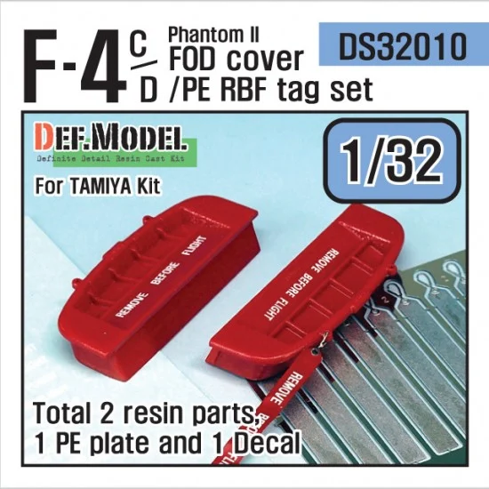 DEF DS32010 1/32 McDonnell Douglas F-4C/D Phantom II FOD Cover and Photo-Etched RBF Tag Set for Tamiya