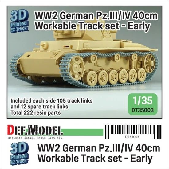 DEF DT35003 1/35 WWII Pz.III/IV 40cm Workable Track set Early Type for Pz.III/IV kit - Military Vehicles & Tanks
