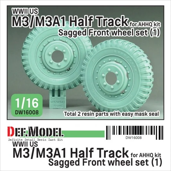 DEF DW16008 1/16 WWII US M3/M3A1 Halftrack Front Sagged Wheel set #1 for AHHQ kit - Military Vehicles & Tanks