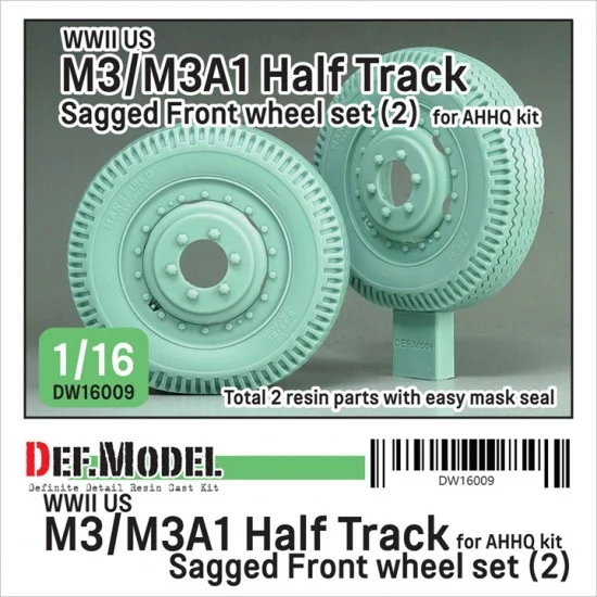 DEF DW16009 1/16 WWII US M3/M3A1 Halftrack Front Sagged Wheel set #2 for AHHQ kit - Military Vehicles & Tanks