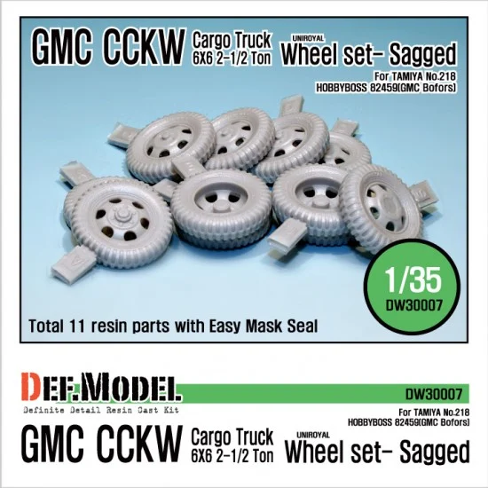 DEF DW30007 1/35 WWII US GMC CCKW Cargo Truck Sagged Wheels Set for Tamiya/Hobby Boss kits (11 wheels) - Military Vehicles & Tanks