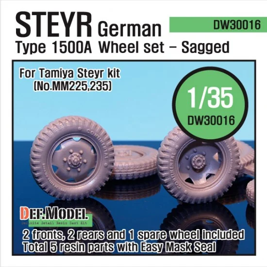 DEF DW30016 1/35 WWII German Steyr 1500A Sagged Wheels Set for Tamiya kits MM225/235 (5 wheels) - Military Vehicles & Tanks