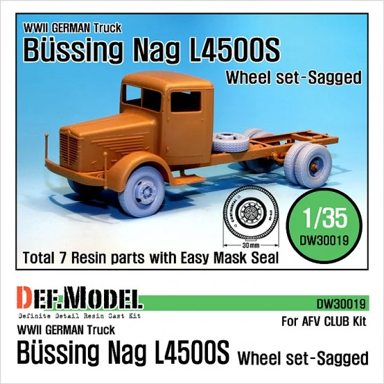 DEF DW30019 1/35 WWII German Bussing Nag L4500S Truck Sagged Wheels Set for AFV Club kits (7 wheels) - Military Vehicles & Tanks