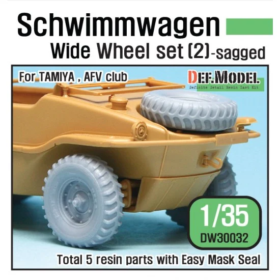 DEF DW30032 1/35 WWII German Schwimmwagen Wide Wheels Set 2 for Tamiya #35224/AFV Club kits (5 wheels) - Military Vehicles & Tanks