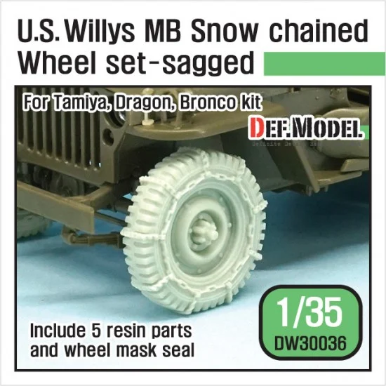 DEF DW30036 1/35 US Willys MB Wheels w/Snow Chain Set for Tamiya/Dragon/Bronco kits - Military Vehicles & Tanks