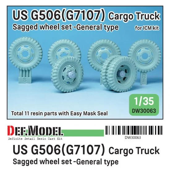 DEF DW30063 1/35 WWII US G506 (G7107) Cargo Truck Wheel set General Type for ICM kits - Military Vehicles & Tanks