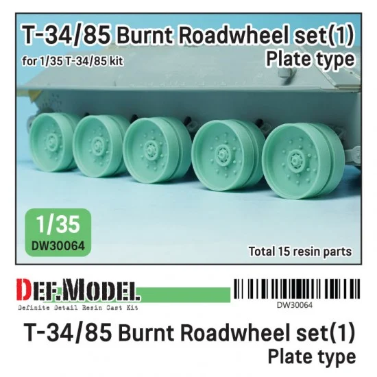 DEF DW30064 1/35 T-34/85 Burnt Roadwheel set #1 Plate Type