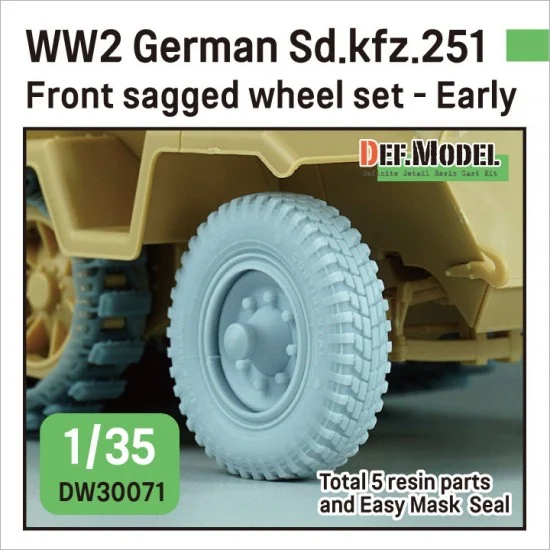 DEF DW30071 1/35 WWII German SdKfz.251 Half-track Front Sagged Wheels Early