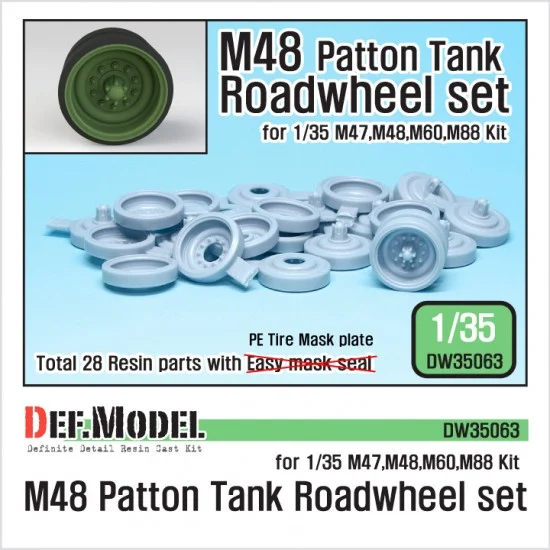 DEF DW35063 1/35 US M48 Patton MBT Tank Road Wheels Set for M47/M48/M60/M88 kits (14 road wheels) - Military Vehicles & Tanks