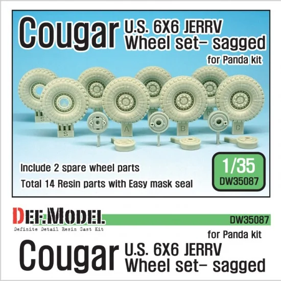 DEF DW35087 1/35 US Cougar 6x6 JERRV Sagged Wheels Set for Panda Hobby kit - Military Vehicles & Tanks