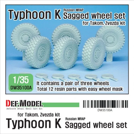 DEF DW35100A 1/35 Russian Typhoon-K Mrap Sagged Wheel set for Takom/Zvezda kit (retooled ver)