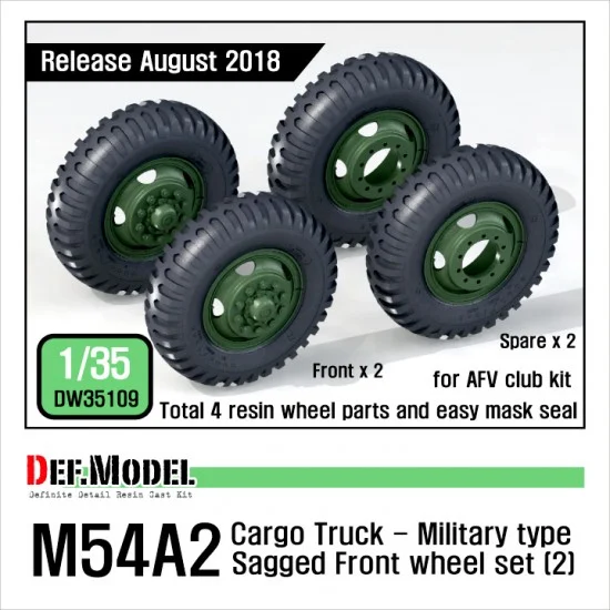 DEF DW35109 1/35 US M54A2 Cargo Truck Military Type Sagged Front Wheels set for AFV Club kits - Military Vehicles & Tanks