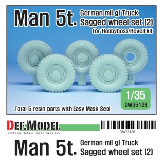 DEF DW35126 1/35 Man 5t. Mil gl Truck Sagged Wheels #2 Continental HCS Tyres for HobbyBoss/Revell - Military Vehicles & Tanks