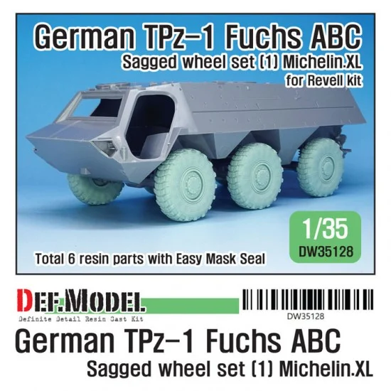 DEF DW35128 1/35 German TPz-1 Fuchs ABC Sagged Wheel set #1 mich.XL for Revell kits