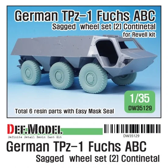 DEF DW35129 1/35 German TPz-1 Fuchs ABC Sagged Wheel set #2 Continental for Revell kits