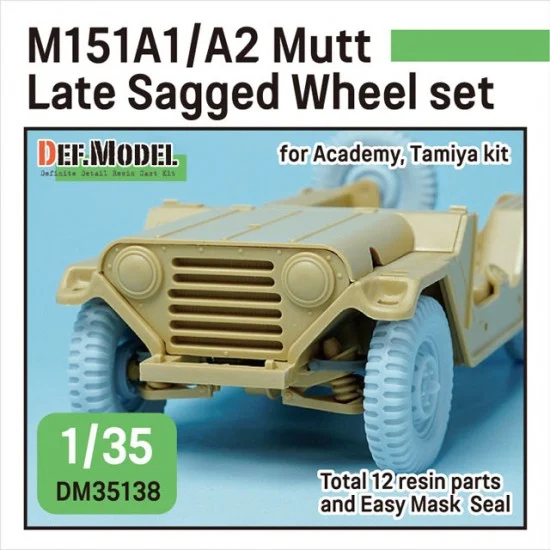 DEF DW35138 1/35 M151A1/A2 Mutt Jeep Sagged Wheel set for Academy/Tamiya kits - Military Vehicles & Tanks