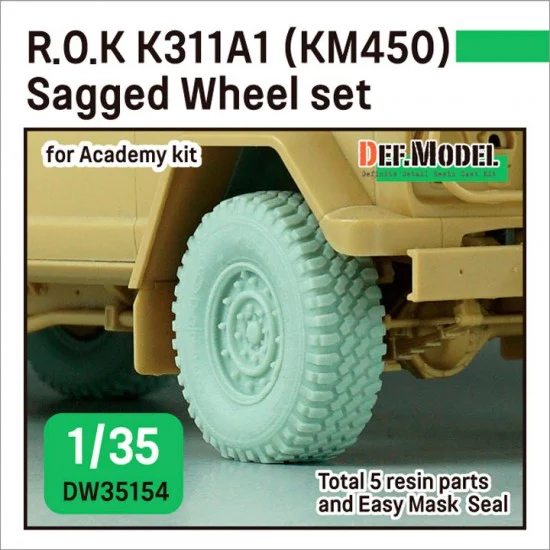 DEF DW35154 1/35 ROK K311A1 Armoured Truck (KM450) Sagged Wheel set for Academy kits - Military Vehicles & Tanks