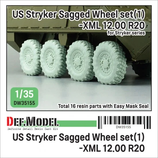DEF DW35155 1/35 US Stryker Sagged Wheels #1 Michelin XML 12.00 R20 Tyres ver. for AFV Club/Trumpeter kits - Military Vehicles & Tanks