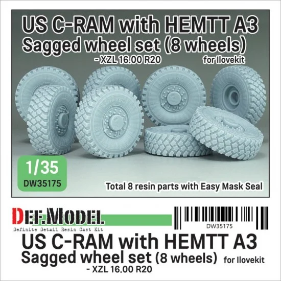 DEF DW35175 1/35 US C-RAM with HEMTT A3 XZL Sagged Wheel set (8 wheels) for I Love Kit