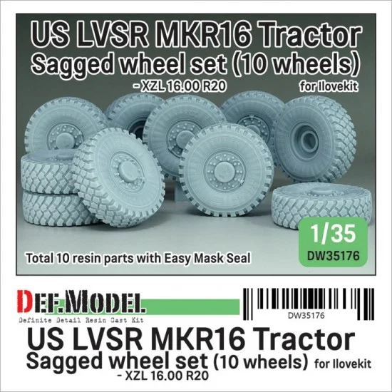 DEF DW35176 1/35 US LVSR MKR16 Tractor XZL Sagged Wheel set (10 wheels) for I Love Kit - Military Vehicles & Tanks