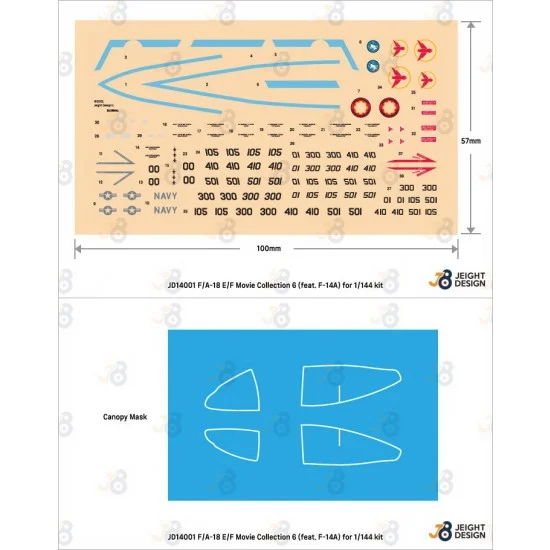 DEF JD14001 1/144 Movie Collection No.6 - F/A-18E/F Super Hornet Decal set for Revell F-18E/F kits
