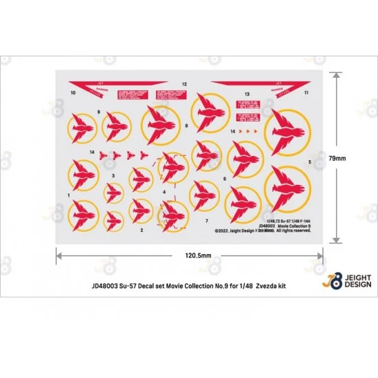 DEF JD48003 1/48 Movie Collection No.9 Su-57 Decal set for Zvezda/Tamiya/Zvezda kits