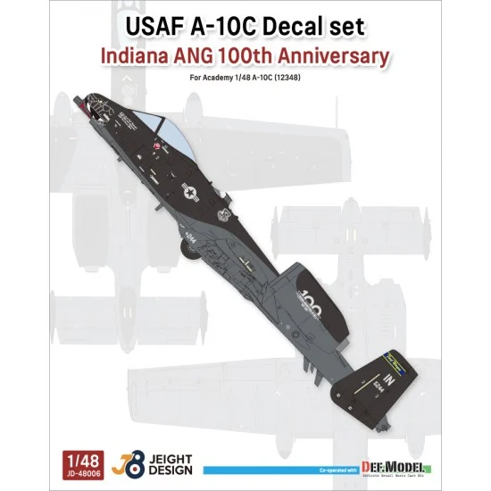 DEF JD48006 Decals for 1/48 USAF A-10C Decal set 'Indiana ANG 100th Anniversary' [JEIGHT design]