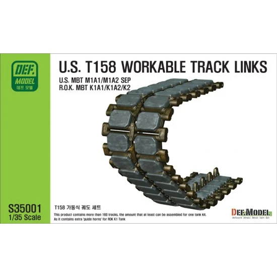 DEF S35001 1/35 T158 Workable Track Links Set for US M1A1/A2 MBT and ROK KA/K1A1/K1A2 Late Type - Military Vehicles & Tanks