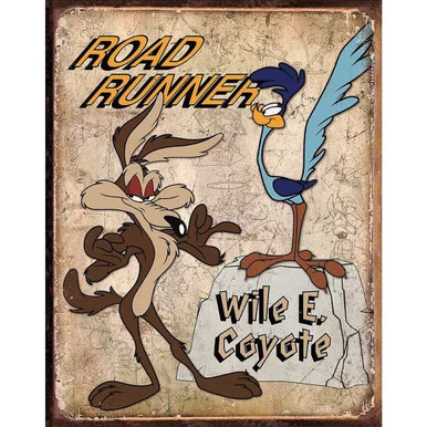 Road Runner & Wyle E Coyote Metal Sign - Desperate Enterprises
