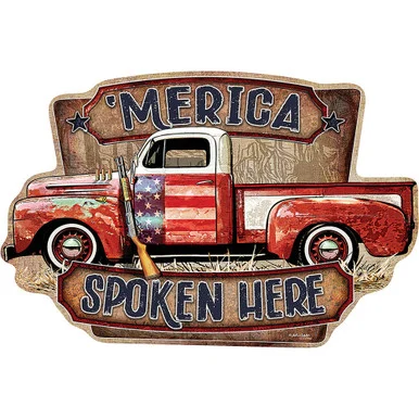 Merica Spoken Metal Sign 7092 - Desperate Enterprises