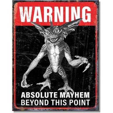 Gremlins Warning Metal Sign 2933 - Desperate Enterprises