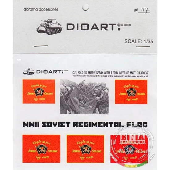 DioArt 117 1/35 WWII Soviet Regimental Flag (double sided print) x1 sheet - Scenics & Diorama