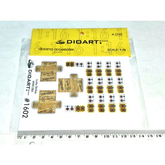 DioArt 1602 1/16 WWII "Lucky Strike" Cigarette Packs and Cartons (x2 sheets, bond) - Scenics & Diorama
