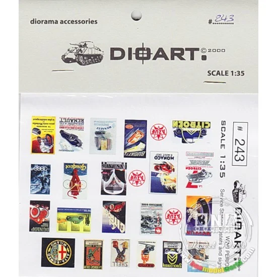 DioArt 243 1/35 WWII Service Station Posters and Signs I - Scenics & Diorama