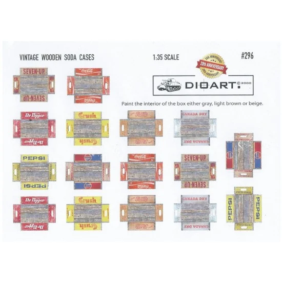 DioArt 296 1/35 Modern Vintage Wooden Soda Cases (full colour, 2 sheets) - Scenics & Diorama