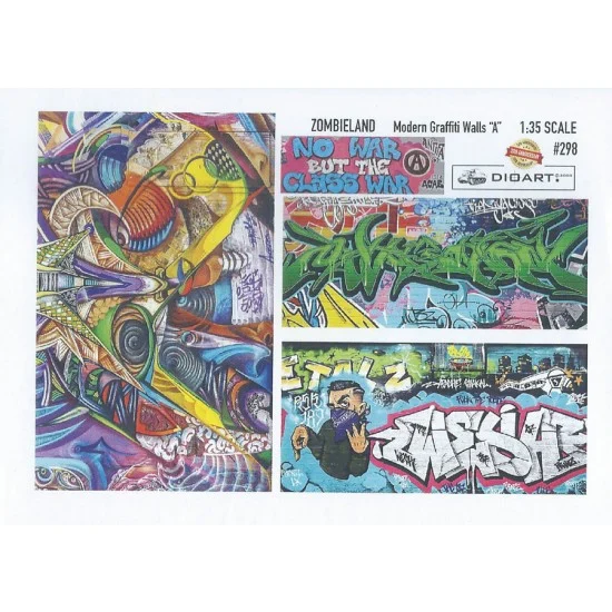DioArt 298 1/35 Modern Graffiti Wall Art Ver.A (full colour, 2 sheets) - Scenics & Diorama