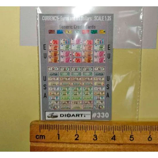 DioArt 330 1/35 Modern Currency, Euros and US Dollars (full colour, 2 sheets) - Scenics & Diorama