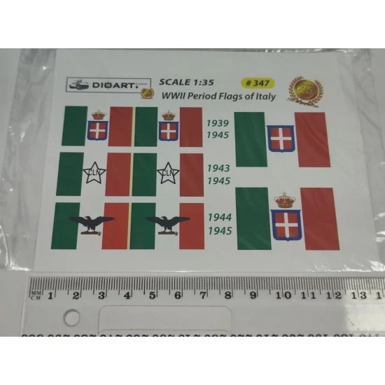 DioArt 347 1/35 WWII Italian Flags (full colour, 2 sheets, bond) - Scenics & Diorama