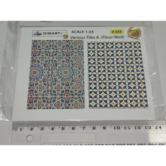 DioArt 355 1/35 XXc. Various Floor Tiles Ver.A (full colour, 2 sheets, bond) - Scenics & Diorama