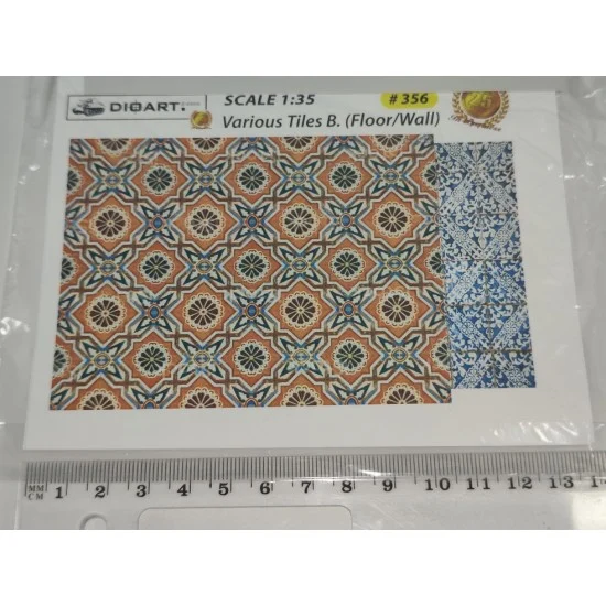 DioArt 356 1/35 XXc. Various Floor Tiles Ver.B (full colour, 2 sheets, bond) - Scenics & Diorama