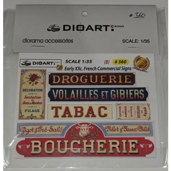 DioArt 360 1/35 Early XXc. French Commercial Signs v.B (full colour x 2 sheets, bond) - Scenics & Diorama