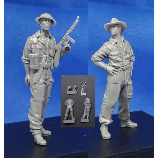 Djiti's Production 00004 1/35 WWII Australian/New Zealand Officer Burma & Soldier w/Thompson in South East Asia - Model Figures