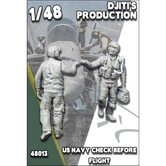 Djiti's Production 48013 1/48 US Navy Pilot & Aircraft Carrier Deck Crew Check Before Flight (2 figures) - Model Figures