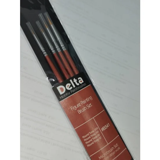 Delta BS41 Figure Painting Brush Set: Round Toray 20/0, 5/0, 00, 02 - Hobby & Model Paints