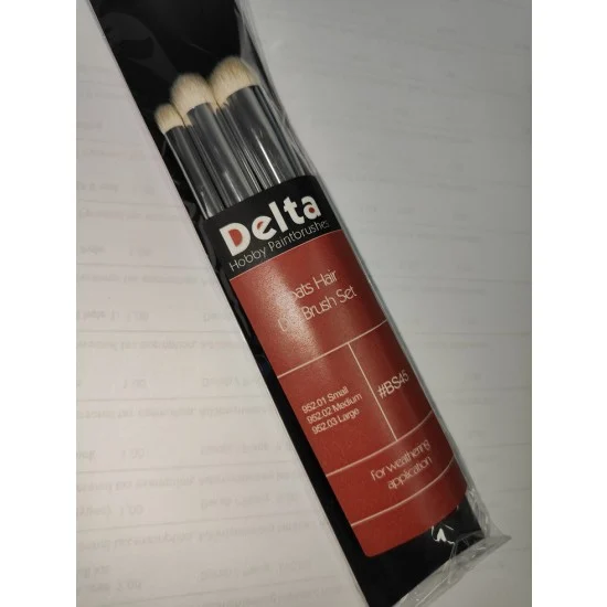 Delta BS45 Goats Hair Dry Brush Set: Round Small, Medium, Large - Hobby & Model Paints