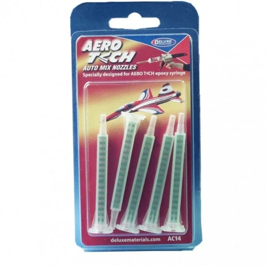 Deluxe Materials AC14 Aero Tech Auto Mix Nozzle Pack for #AC15 (5pcs) - Hobby Tools & Supplies